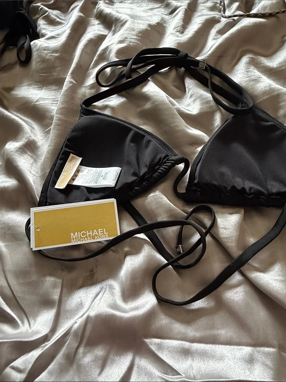 Michael Kors Black Studded Triangle Bikini Top
